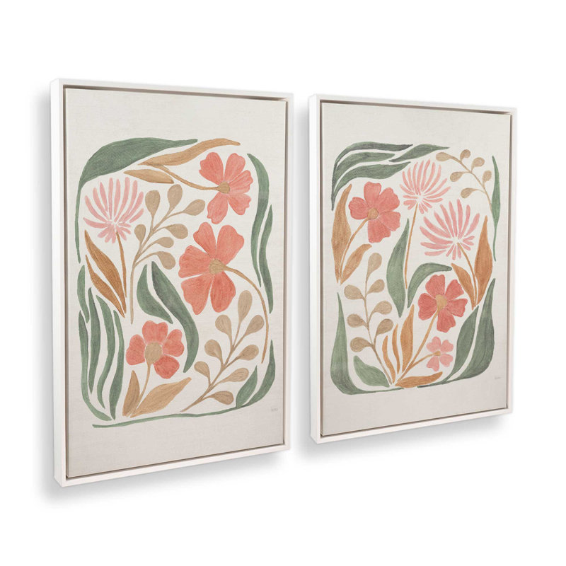 Ensemble de 2 fleurs corail, H 31 po x l 42 po, Cadre flottant blanc opaque
