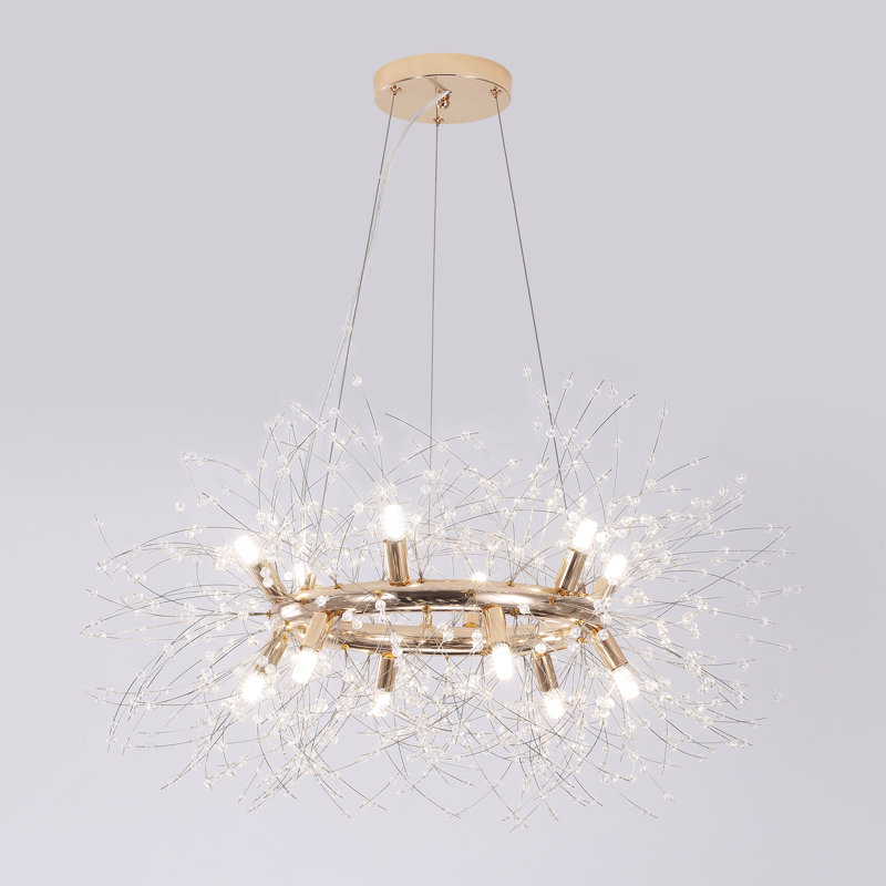 Dandelion 12 - Light Unique Geometric Starburst Sunburst Pendant, Gold