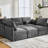 Multi-Functional 85.4" Sectional With Movable , Built-In Charging, Phone Holder, And Three Ergonomic Lumbar Pillows, Soft Chenille Fabric L-Shaped For Living Room Two Ports, Upholstery, Grey-299693167