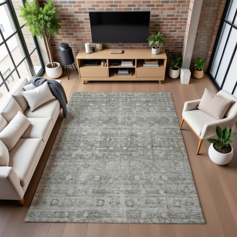 Premium Machine Washable Ponce AMF1768 Geometric Rug, Rectangle 2'6" x 3'10"