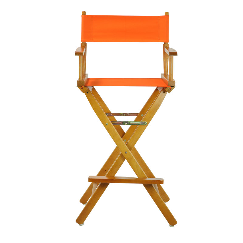 30" Folding Director Chair with Canvas, Tangerine, Honey Oak