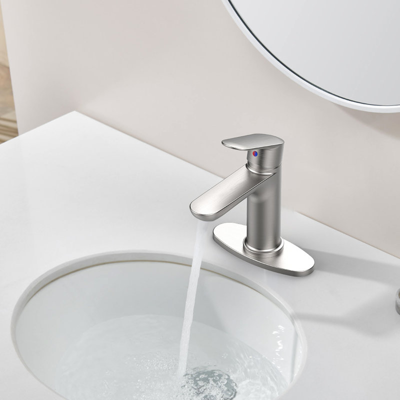 Brushed Nickel Bathroom Sink Tap - Single Lever Deck Mount, Corrosion Proof, Soft Water Discharge, Easy Installation Included Handle Mount For 1 Hole, Corrosion, Smooth Flow, Simple Install Process