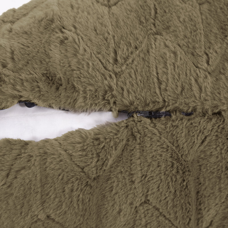 Faux Fur Throw Pillow, 24" H x 24" W, Moss