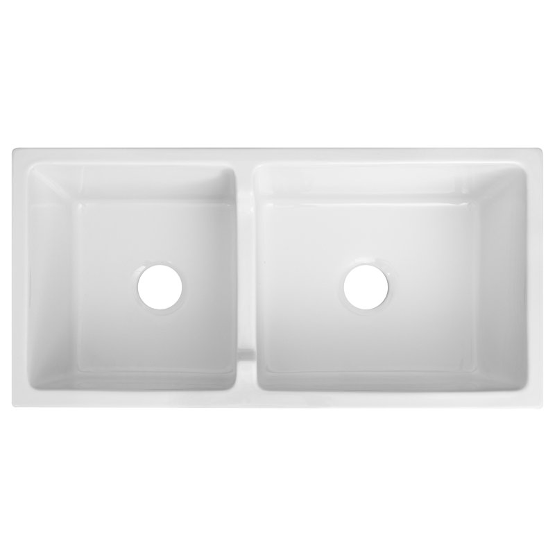 Fireclay Palermo Front Reversible 36" L x 18" W Double Basin Farmhouse/Apron Kitchen Sink with Sink Grid