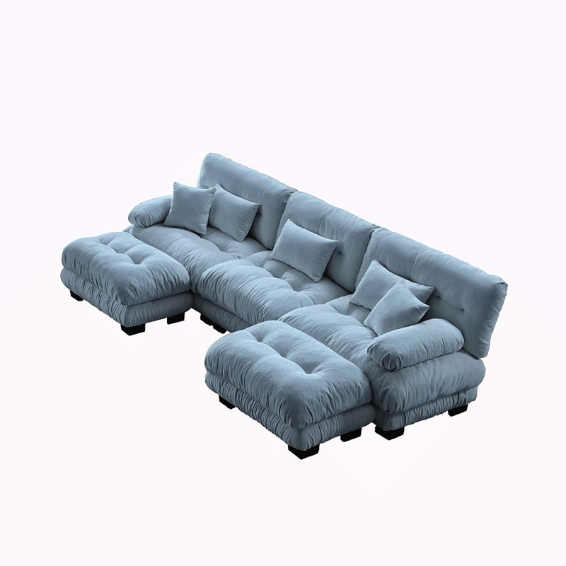 Canapé modulaire Luxury Luxury, H 35,4 po x l 133,8 po x P 59,6 po, Bleu, 3