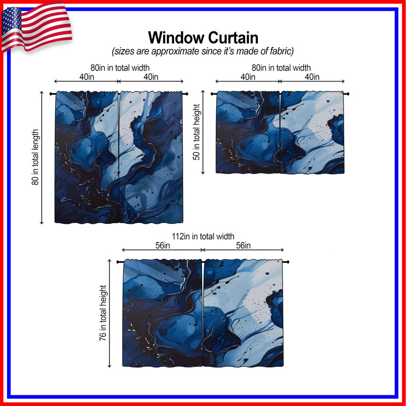 Rideaux de fenêtre abstraits et transparents obscurcissant - 2 panneaux, 20in x 80in - 2 panels, Obscurcissement de chambre