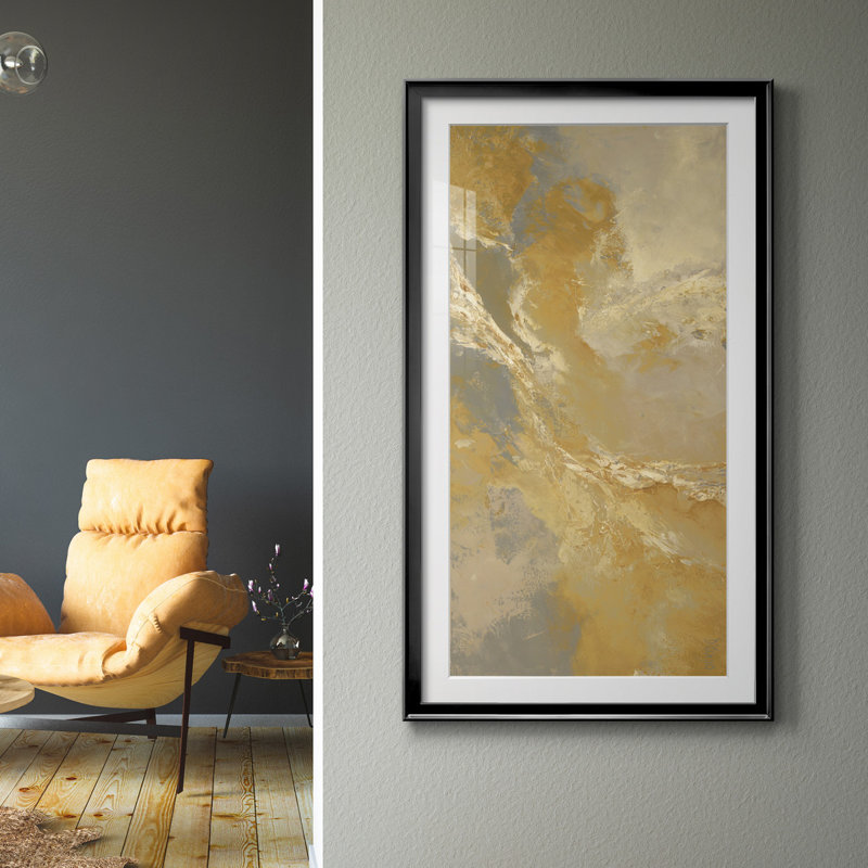 " Gold Rush ", 22.5" H x 42.5" W x 1.5" D, Black Framed Paper, White