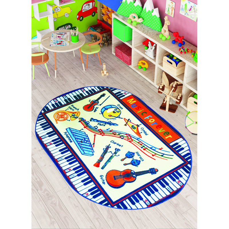 Tapis ovale en polyamide beige / rouge / mauve touffeté à la machine 4 pi 4 po x 6 pi 3 po Arleen