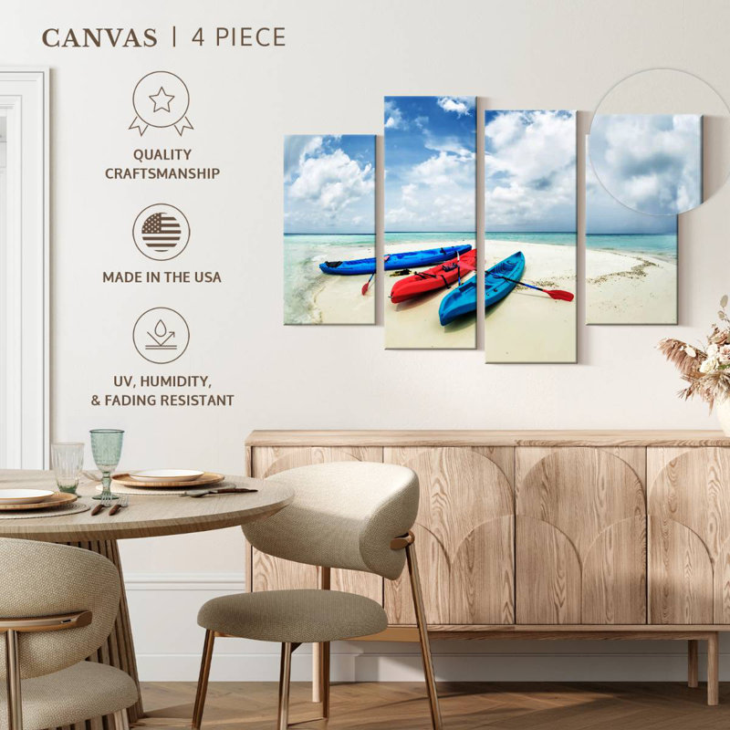 Sireci Kayaks On A Sandbar, 22" H x 36" W