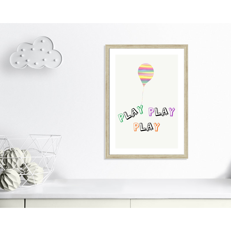 Play Play Play, impression sur papier, H 34,5 po x l 24,5 po x P 0,6 po, Cadre plat beige