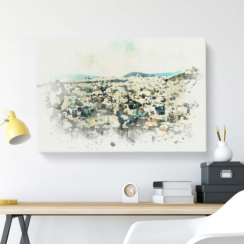 Athens Skyline In Greece In Abstract - Wrapped Canvas Print, 60cm H x 91cm W x 3cm D