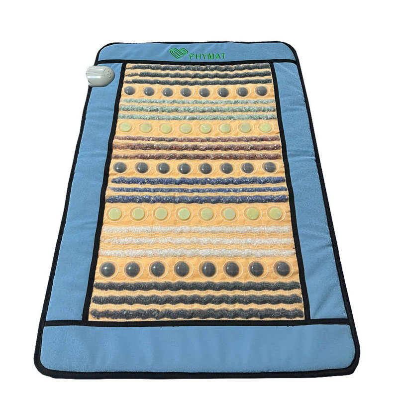 Blue Trim 7-Gemstone Chakra Heating Mat, Far Infrared Home Spa Mat for Back Yoga Meditation Relaxation, 31″x 21″