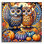  «Two Owls Fall Thème 1» par Rey Klimt, art mural en verre acrylique, 36 po x 36 po