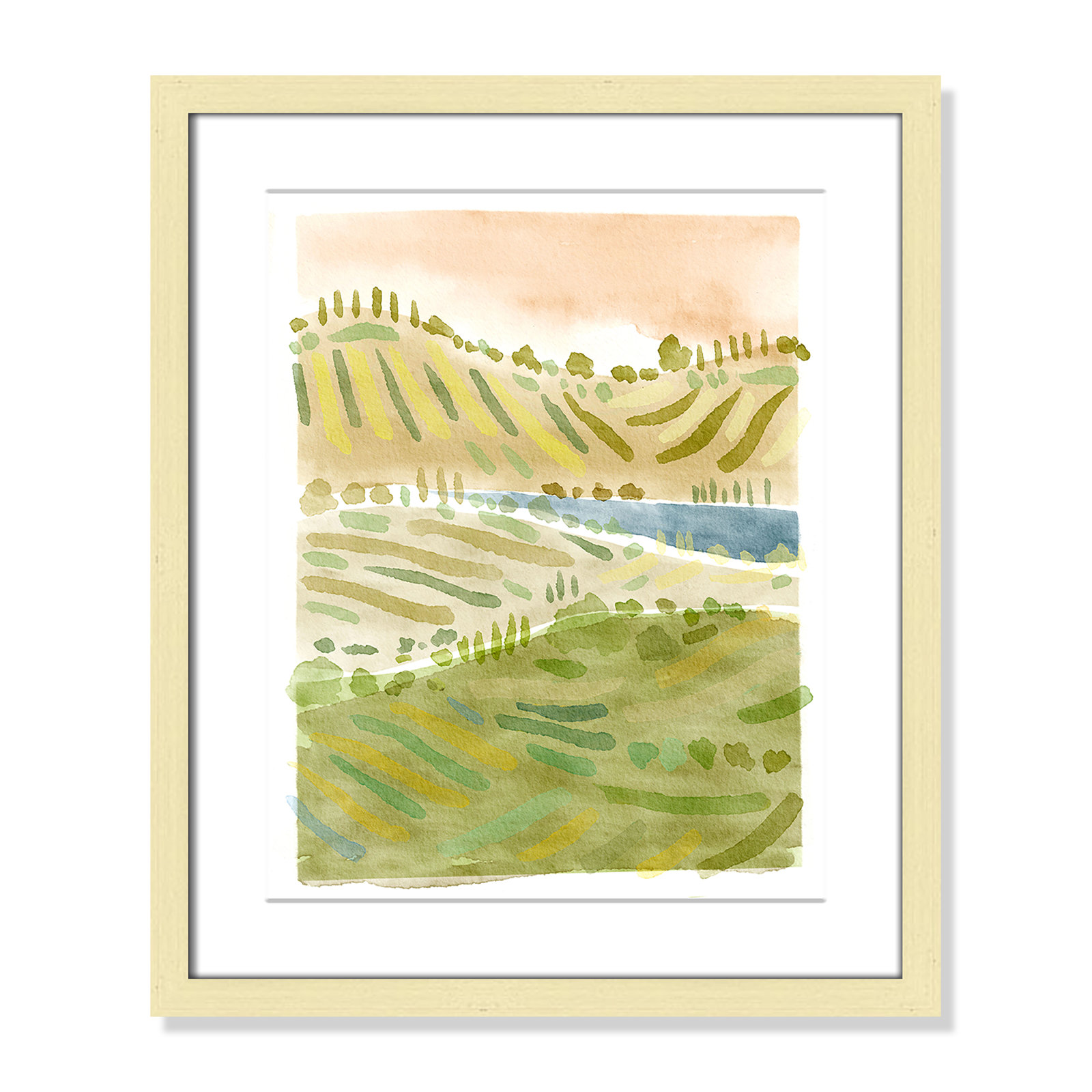 Tuscan Countryside Print by Leah Straatsma, White, 19" H x 16" W x 1.25" D, Gold Single Picture Framed Paper