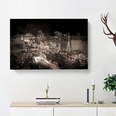 Las Vegas Skyline At Night In Abstract - Wrapped Canvas