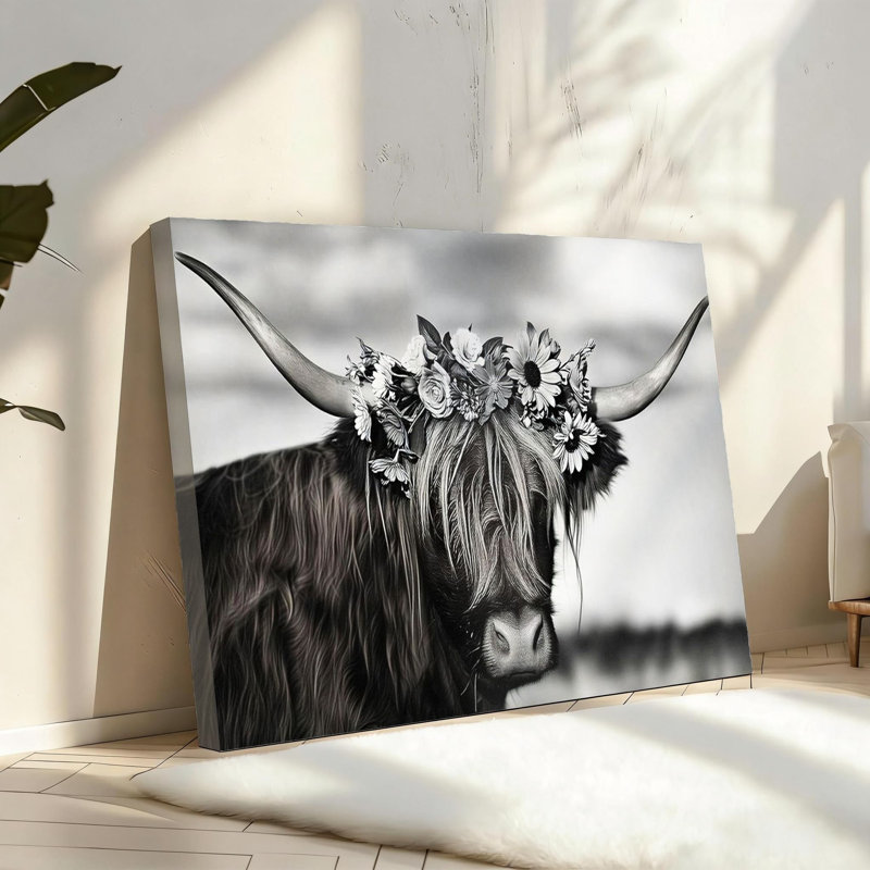 Toile de vache noire et blanche Highland