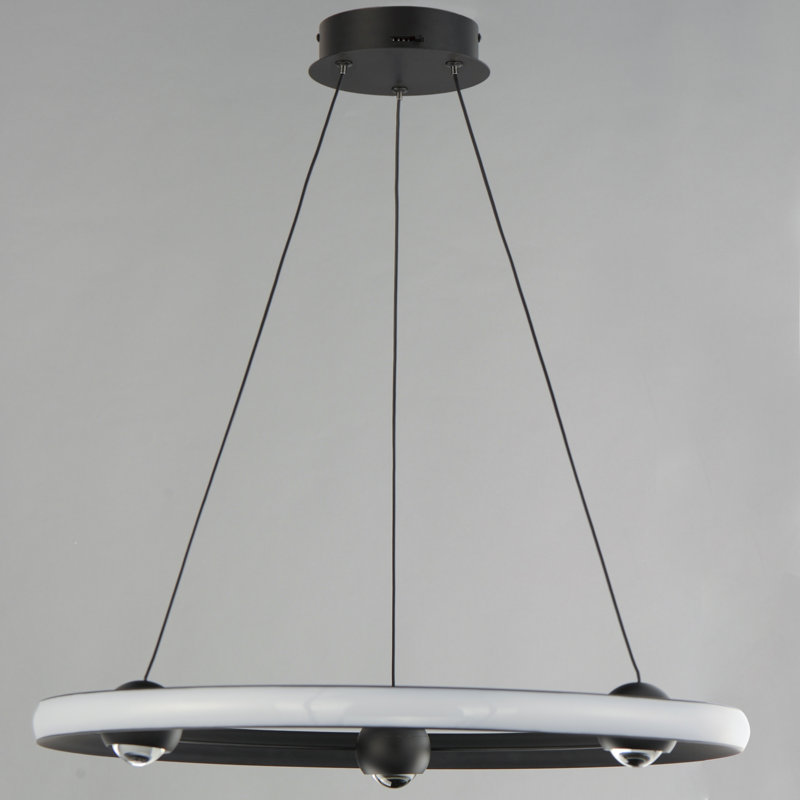 Luminaire suspendu 1 lumière, Noir, H 2,75 po x l 24 po x P 24 po