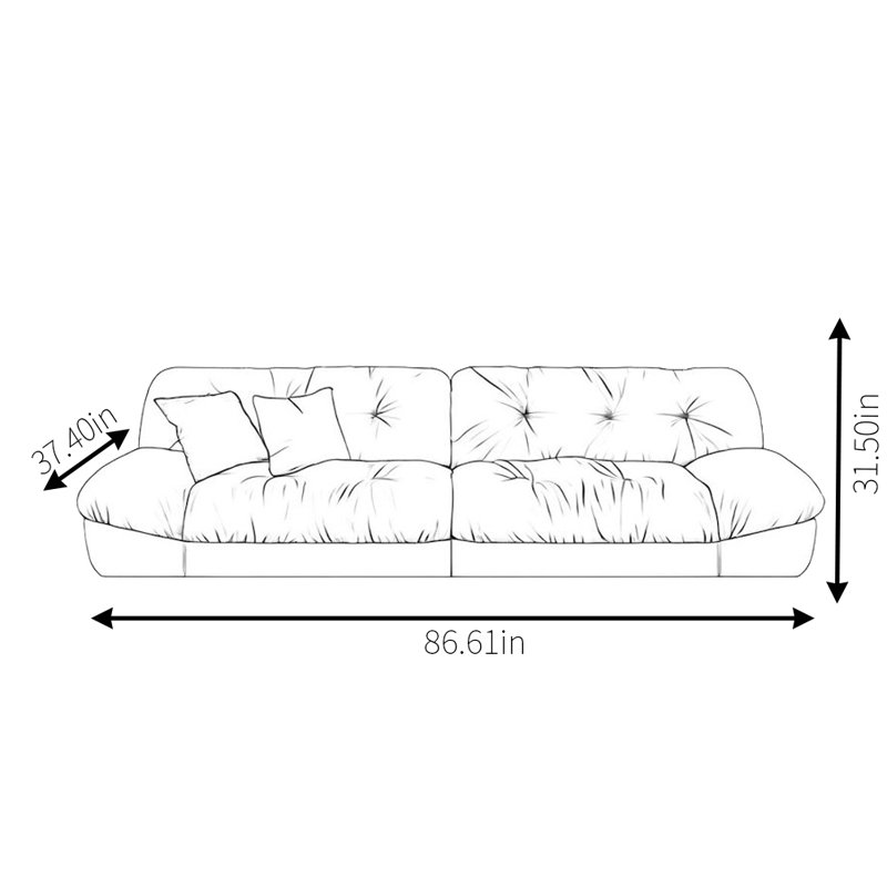 Canapé Cloud en tissu, H 29,52 po x l 86,61 po x P 35,4 po, 3