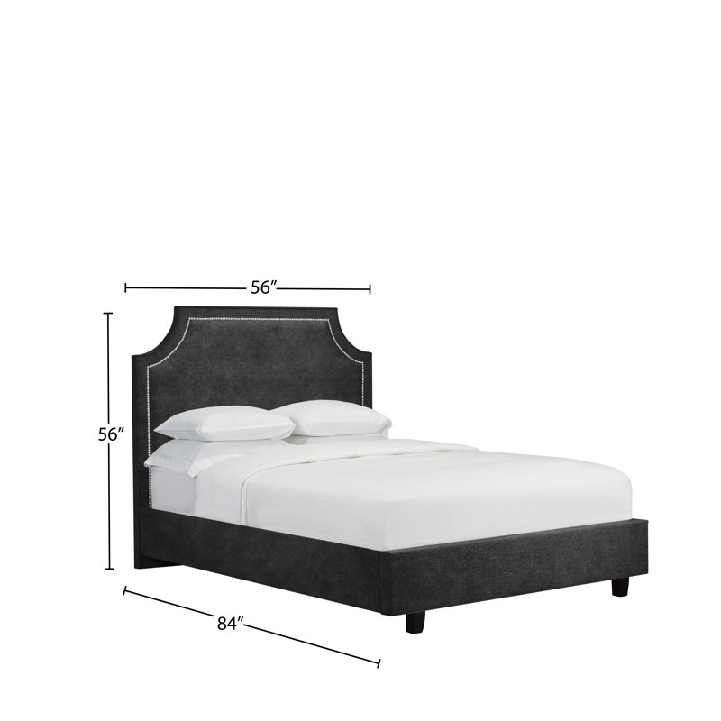 Lit plateforme en tissu d’ameublement, Double, Pierre