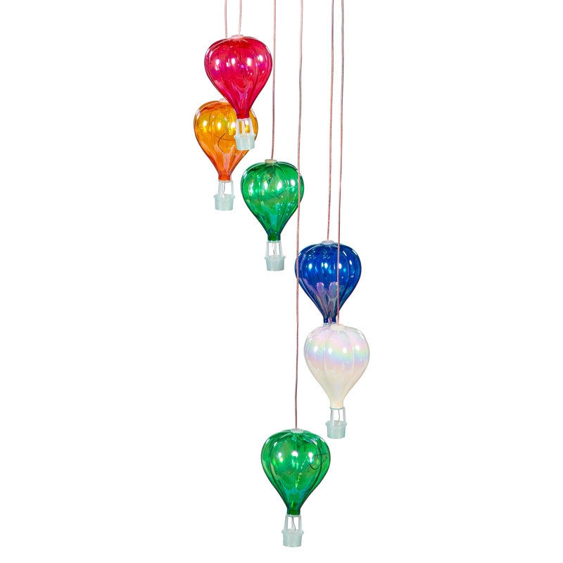 Mobile solaire montgolfière à lumière blanche et arc-en-ciel