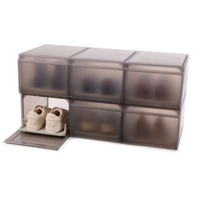 Joseph Joseph ShoeCase Premium Shoe Storage Box with Slide-out Shoe Tray, Set of 6