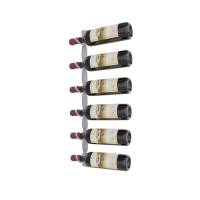 Lleucu 6-Bottle Helical Wall-Mounted Metal Wine Rack kit in Cool Gray - 30”, Right-Facing