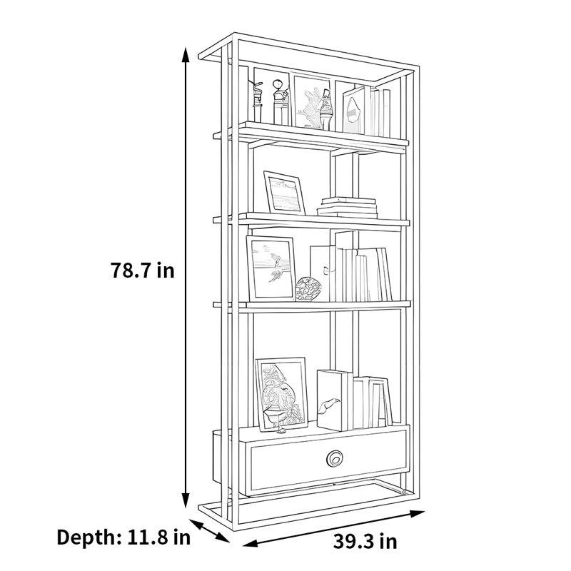 Dearman, (4 Shelves) 78.7" H x 39.3" L x 11.8" W