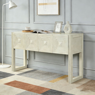 Console sculptée avec 3 tiroirs à fermeture en douceur