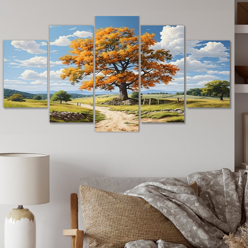 Maple Trees Rustic Serenity - Floral Canvas Print - 5 Panels