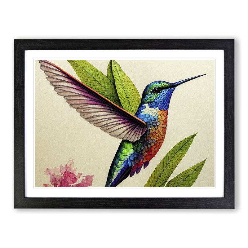 Hummingbird Vol.2 - Single Picture Frame Print, Black, 25cm H x 34cm W x 2cm D