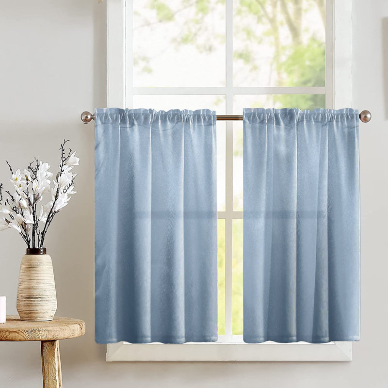 Rideau de café sur mesure l 27 po Brittaney, Bleu ciel
