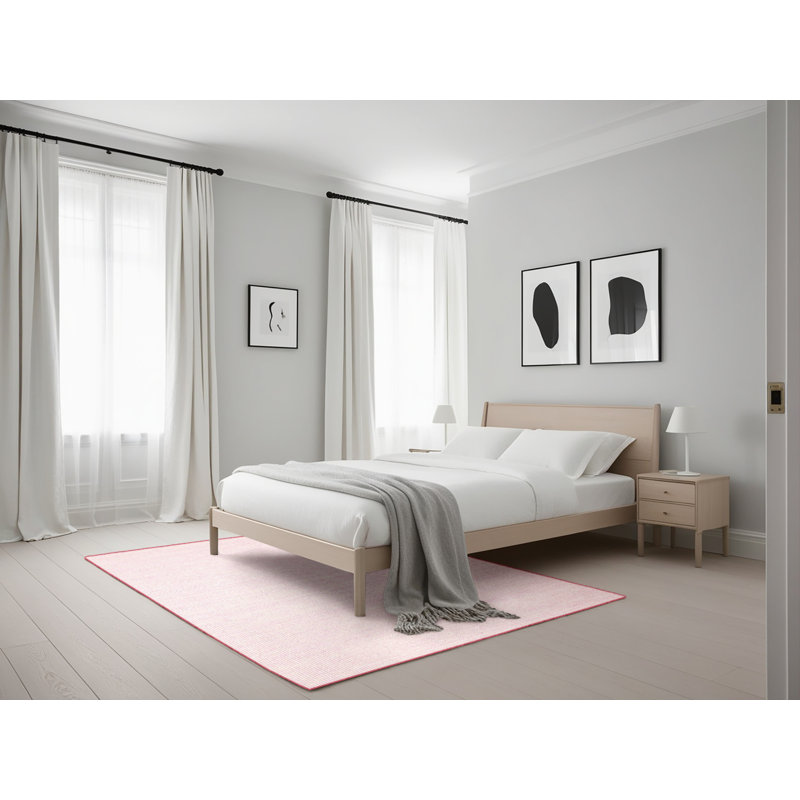 Tapis de zone rose contemporaine, Rectangle 5 pi x 7 pi