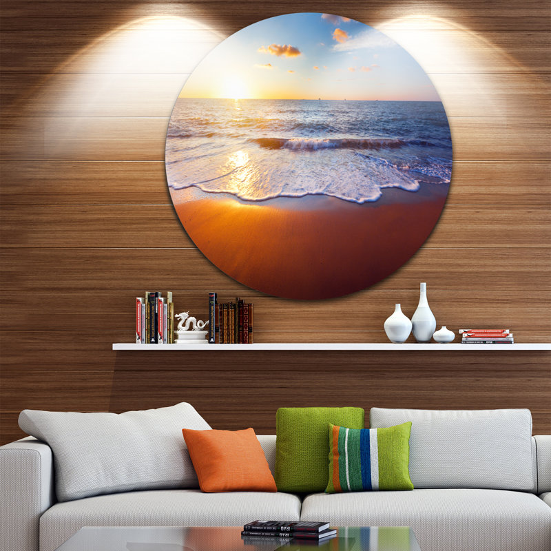 «Stunning Blue Waves and Brown Sand», reproduction de photo sur métal, H 23 po x l 23 po