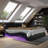 Upholstered Platform Bed Frame With Led Lighting, Bluetooth Connection To Play Music Control