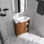 Meuble-lavabo autoportant simple de 28 po avec lavabo en céramique et porte à fermeture en douceur-898076285