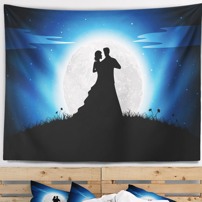 Tapisserie de couple romantique pour la nuit, H 32 po x l 39 po