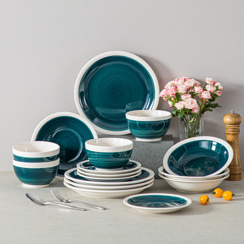 ORI 16 Piece Stoneware Dinnerware Set - Service for 4, Green