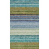 Brushstroke Striped Handmade Tufted Wool Dark Blue/Yellow Area Rug