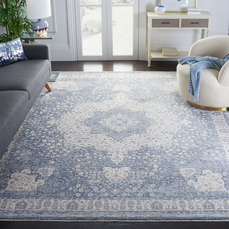 Tapis oriental bleu / ivoire, Rectangle 6 pi x 9 pi