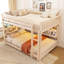 Lit superposé double XL avec étagères intégrées, éclairage aux couleurs changeantes et panneau perforé, beige-1439661679