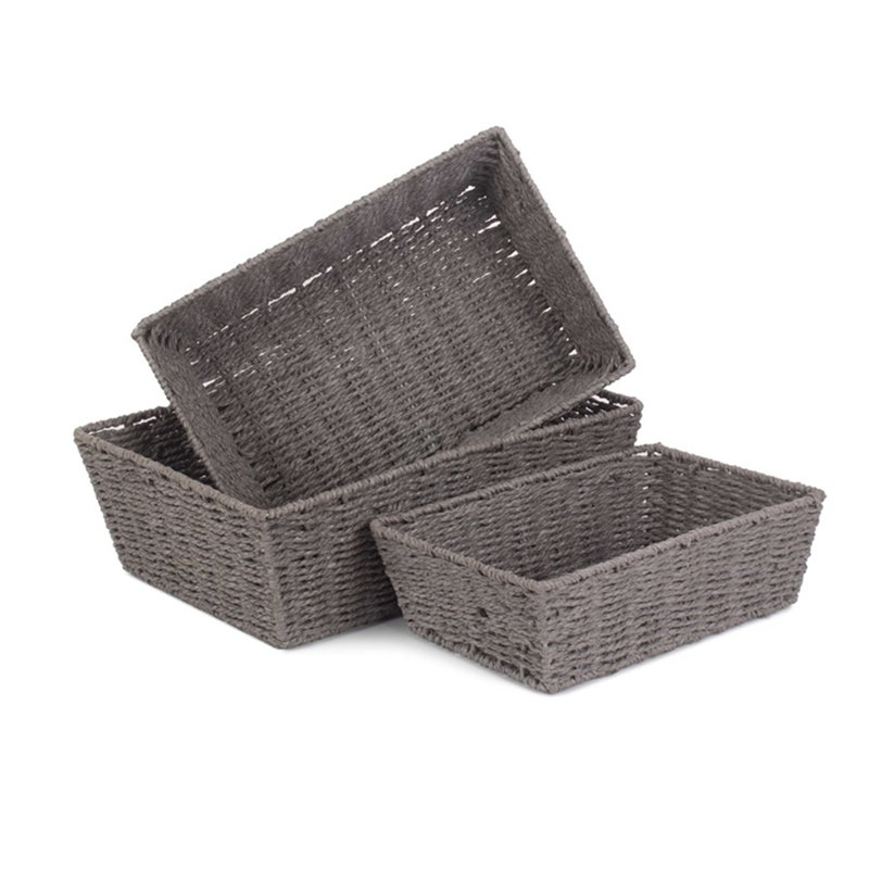 Paper Rope Wicker 3 Piece Basket Set