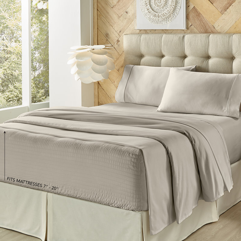 Royal Fit - 500 Tc feuille 4pc. Ensemble de draps, Ensemble de draps pour taille de lit double et deu, Argent