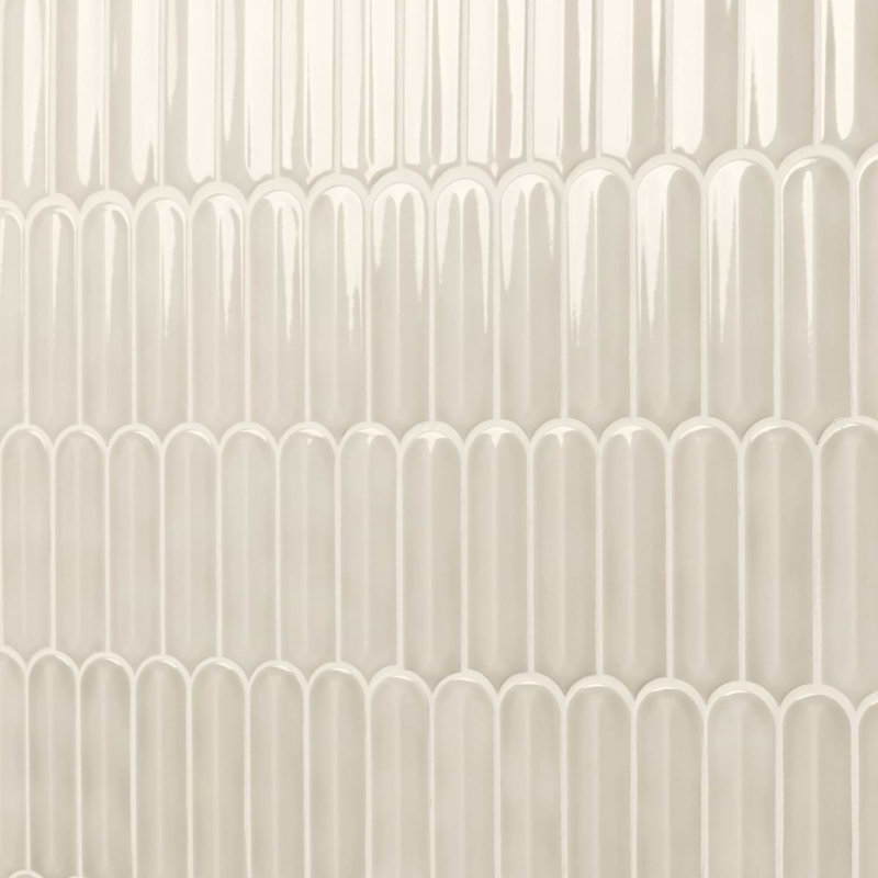 Brookline Feather 2x7 Fish Scale Glossy Ceramic Mosaic Tile, Mushroom Gray