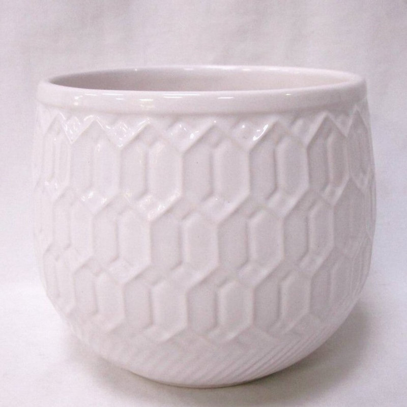 White With Geometric Pattern Planter