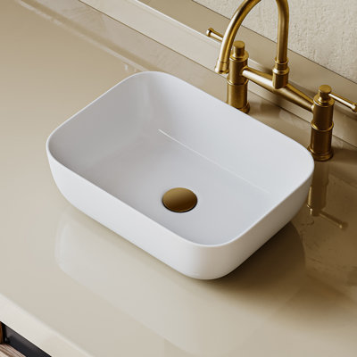 Lavabo de salle de bain rectangulaire en porcelaine vitrifiée 16 po x 12 po en blanc