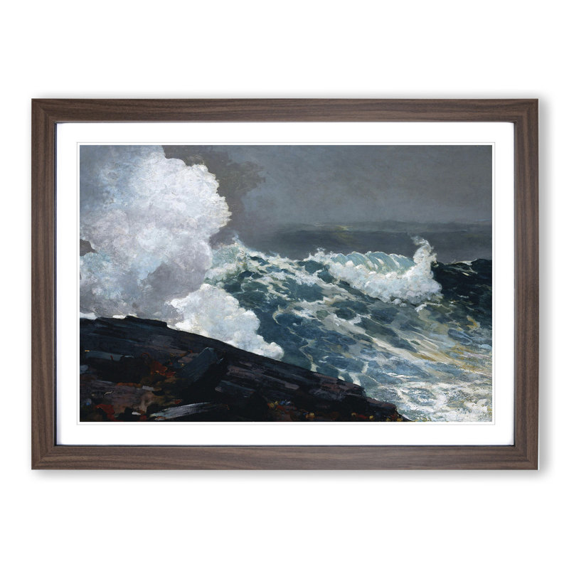Northeaster by Winslow Homer - Picture Frame Painting, Walnut Framed, 36cm H x 48cm W x 2cm D