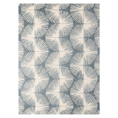NICOLE MILLER NEW YORK Kendall Fluted Geo Handcrafted Wool Area Rug Grey