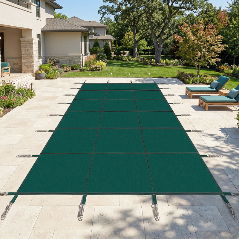 Housse de piscine résistante aux intempéries avec trousse de quincaillerie complète - essentiels pour patio et pelouse, Vert