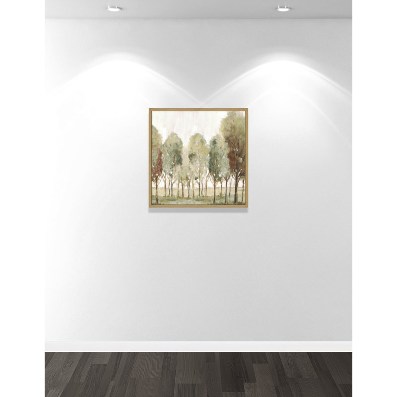 «Silent Fall I Print» par Eva Watts, Grain de bois naturel, L 27,5 po x H 27,5 po, Impression encadrée
