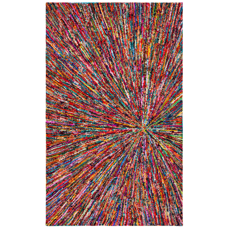 Tapis touffeté à la main en cotton multicolore Anaheim, Rectangle 2 pi x 3 pi